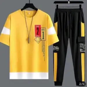 Men Graphic Track Suit Yellow Black