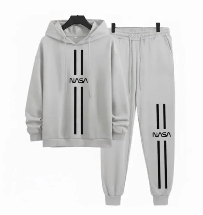 2 Pcs Men's Polyester Printed Hoodie Track Suit